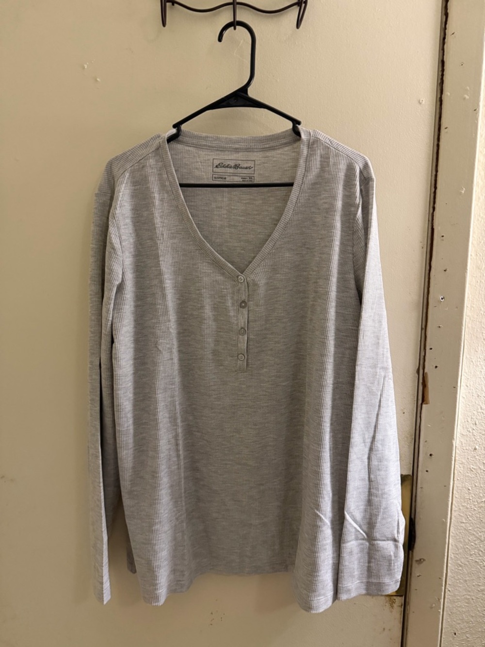 Eddie Bauer Gray Waffle-Knit Sleep Top